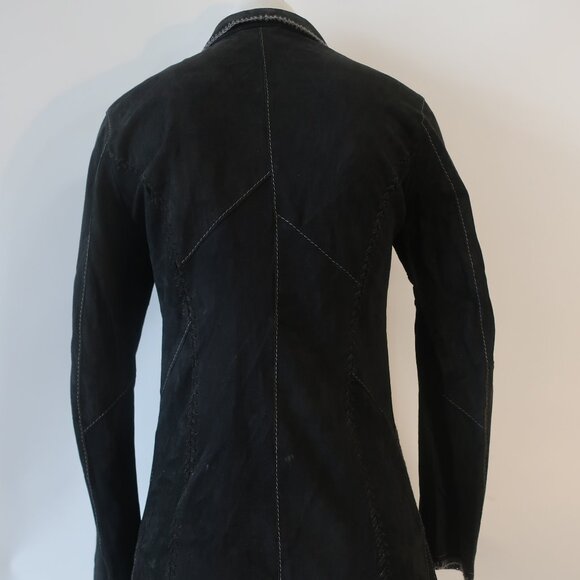 Womens Gitmo's Black Snap Button Suede Shacket Shirt Jacket 42 US/S - Picture 6 of 16